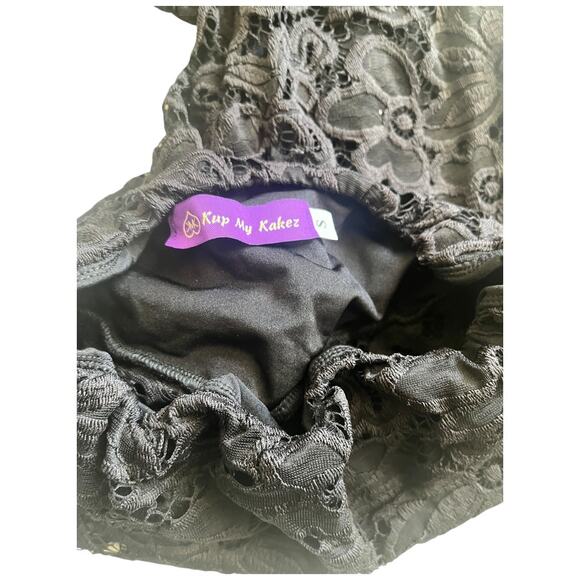 Kup My Kakez Pole black sheer lace floral leggings scrunch butt Small like new - Picture 4 of 4